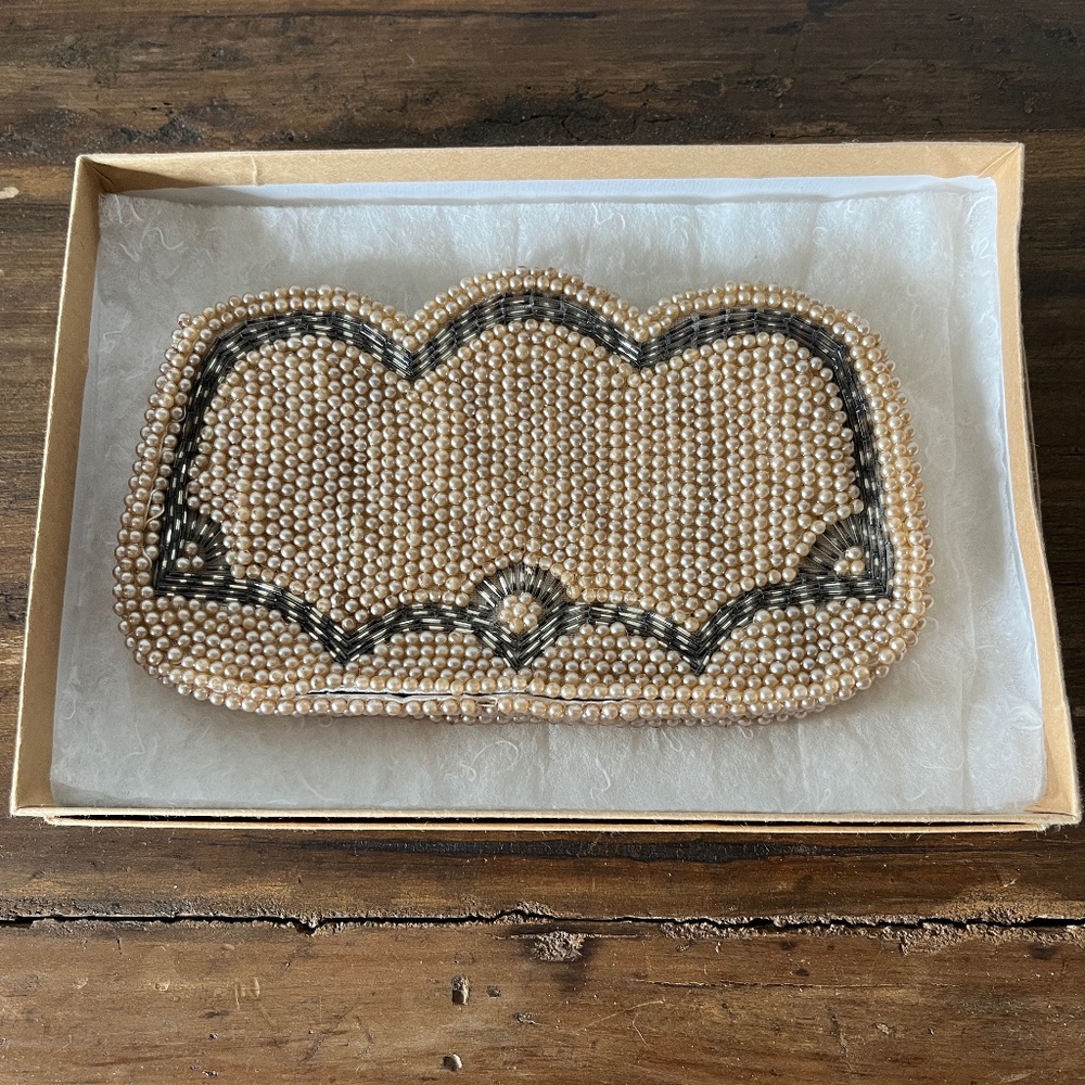 Vintage (antique), small pearl formal wallet/clutch, made in Japan.